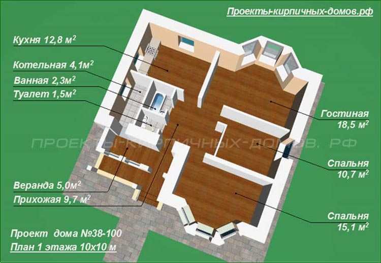 Проекты одноэтажных домов до 150 м2 с котельной бесплатно с размерами